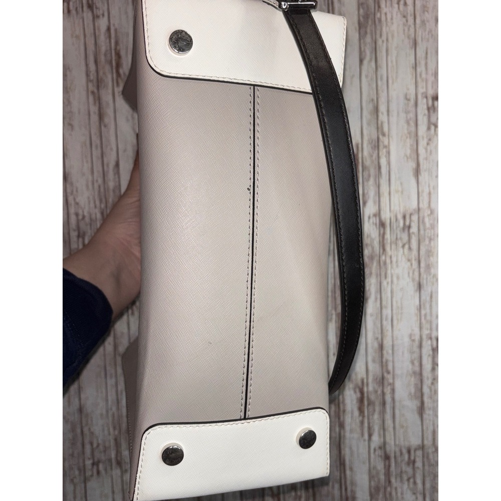 Michael Kors Pebble Large Colorblock Leather Tote Bag Grey Black White - GUC - Picture 6 of 9